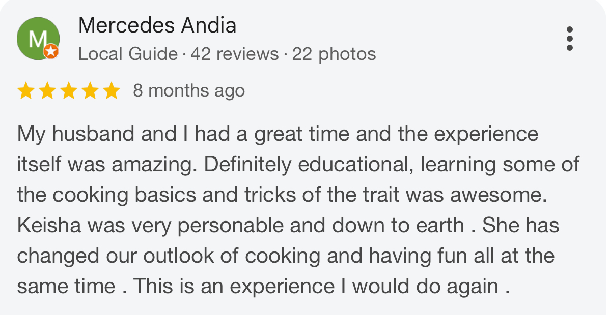 Mobile Cooking Teacher Reviews