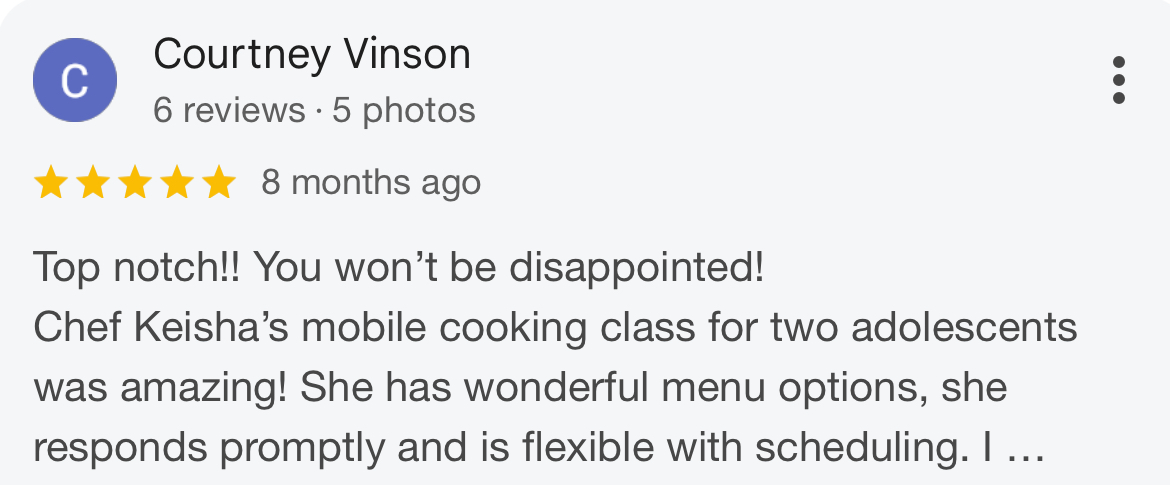 Mobile Cooking Teacher Reviews